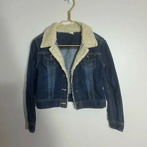 Kids Tucker and Tate dark denim jacket with Sherpa size L 14